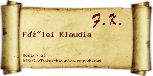 Fülei Klaudia névjegykártya